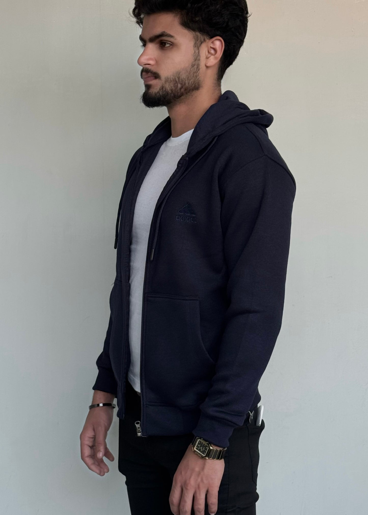 002 COMFORTABLE CLASSIC FLEECE HOODIE-BLUE