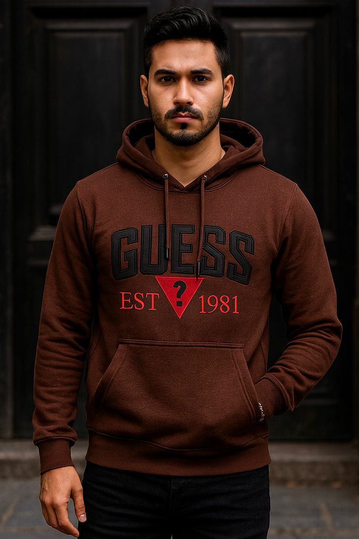 003 COMFORTABLE HOODIE WITH UNIQUE STYLE-BROWN