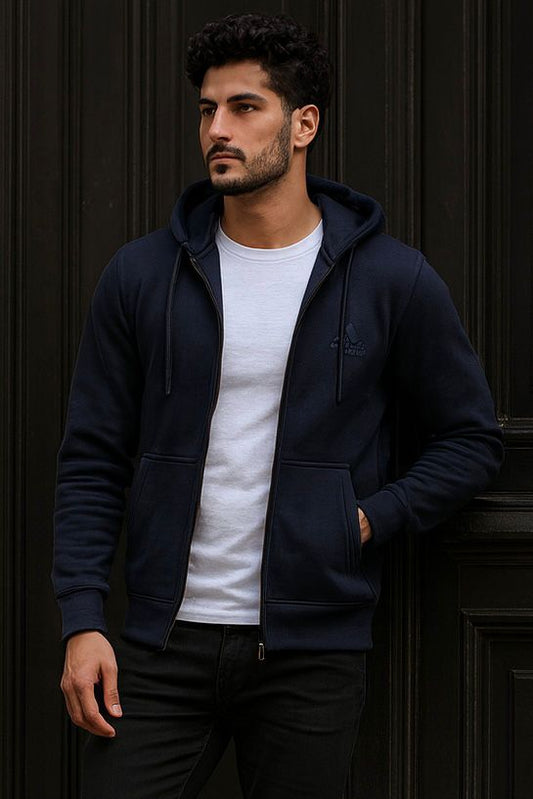 002 COMFORTABLE CLASSIC FLEECE HOODIE-BLUE