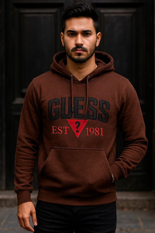 003 COMFORTABLE HOODIE WITH UNIQUE STYLE-BROWN
